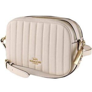 Coach Puffy Linear Quilting Jes Ivory Off White Chalk Leather Crossbody Bag